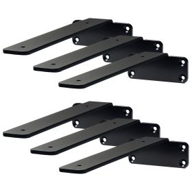 Shelf Bracket, 6'L x 4'W x 1.6'H 6 Pcs, Heavy Duty Floating Shelf Brackets, Brackets for Shelves, 5mm Thick Matte Black L Shelf Bracket
