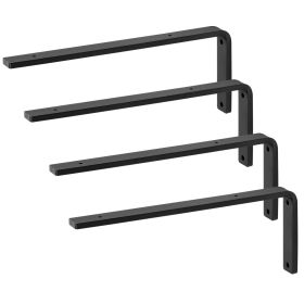 Shelf Bracket, 16 x 6 in 4 Pcs, Heavy Duty Floating Shelf Brackets, Brackets for Shelves, 10mm Thick Matte Black L Shelf Bracket