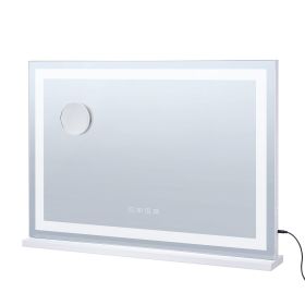 Large Vanity Mirror with Lights and Bluetooth Speaker, Three Color Lighting Modes, Lighted Makeup LED Mirror,5X Magnification,USB,Smart Touch Con