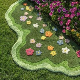 Cute Green Moss Bathroom Runner Rug Long Rectangular Boho Aesthetic Leaf Leaves Bath Mat Shaggy Non Slip Absorbent Shower Mat Decor (Option: 60120cm2447in)